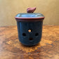 Vintage Ceramic Garlic Keeper Green Terracotta Jar with Lid