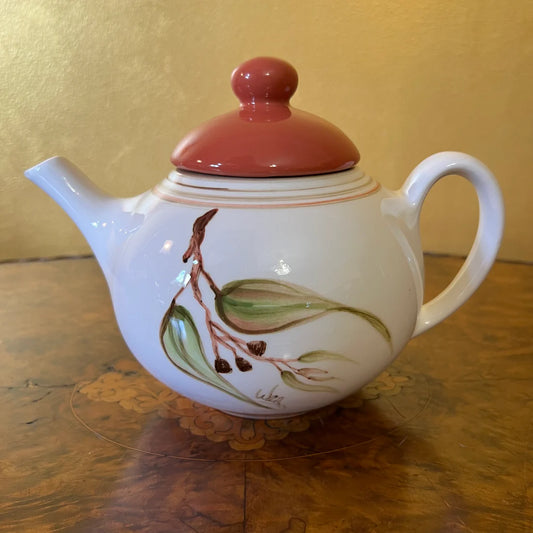 Vintage Ceramic Gum Leaves Print Teapot