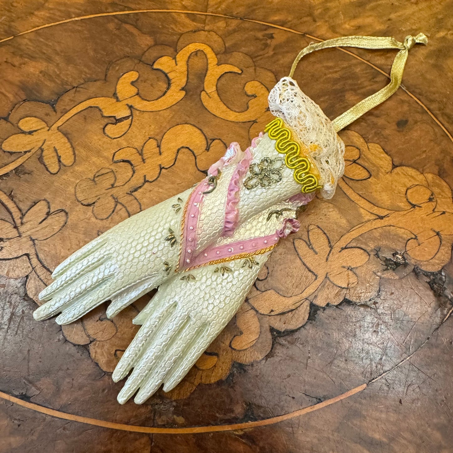 Vintage Ceramic Miniature Gloves Ornament