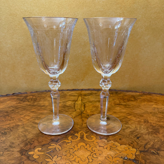 Vintage Charlemont Claret Gold Etched Waterford Glasses Pair