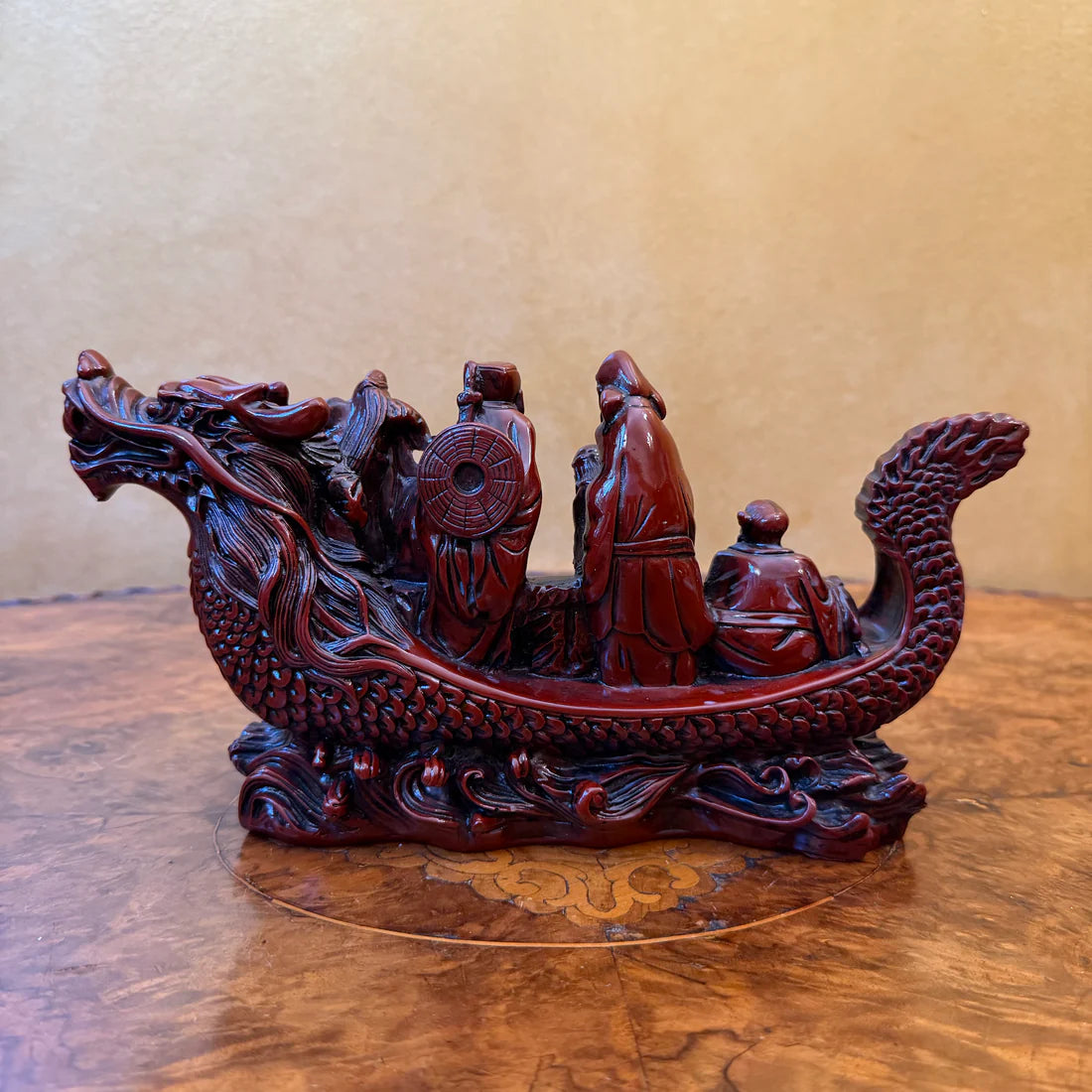 Vintage_Chinese_Red_Resin_Dragon_Boat_Statue_Figurine_Good_Fortune_jpg