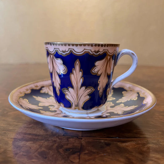 Vintage Cobalt & Gold Tea Cup & Saucer