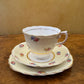 Vintage Colclough Light Yellow Floral Print Tea Cup Trio 