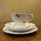 Vintage Colclough Light Yellow Floral Print Tea Cup Trio Set 