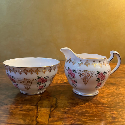 Vintage Colclough Rose Milk & Sugar Set