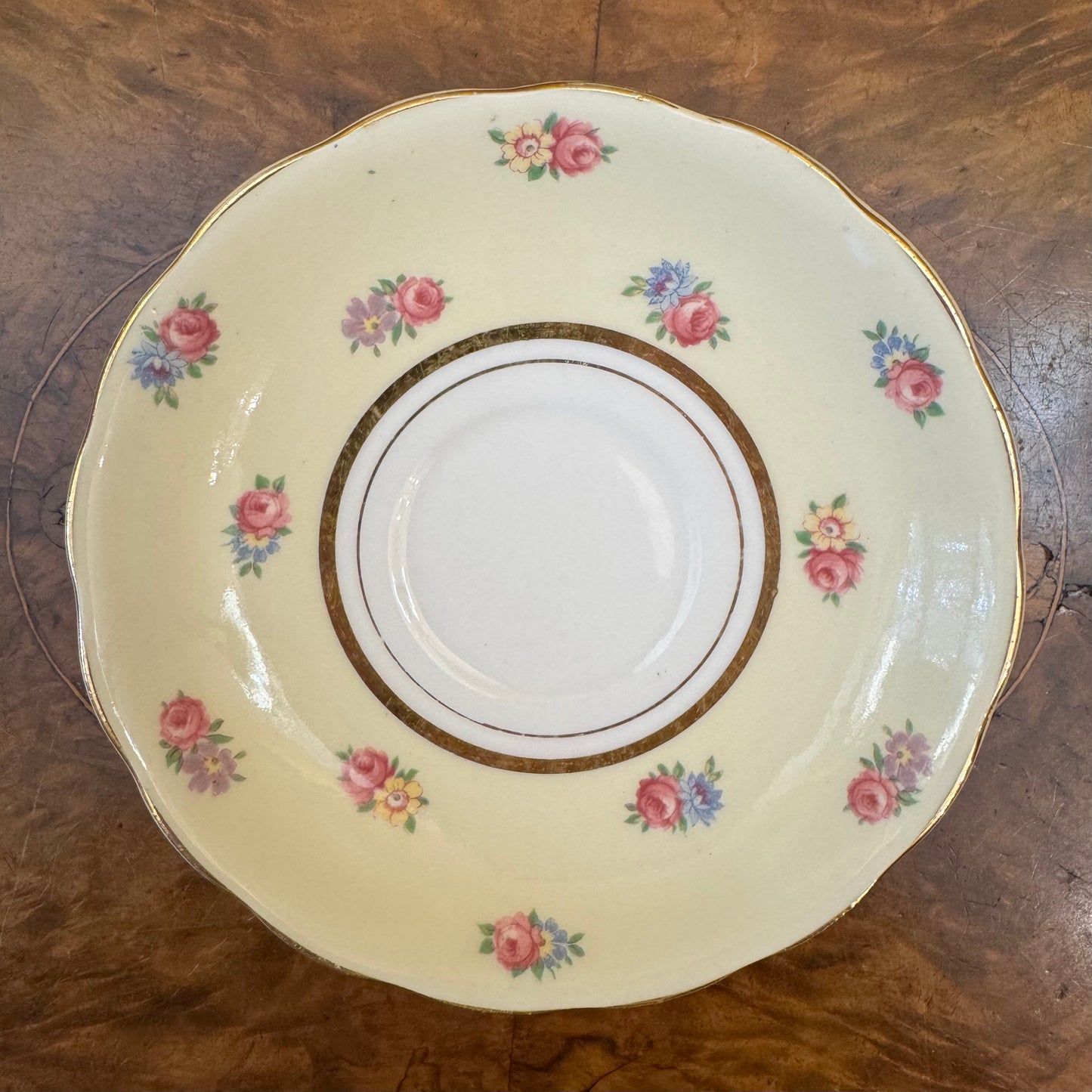 Vintage Colclough Yellow Floral Print Saucer  