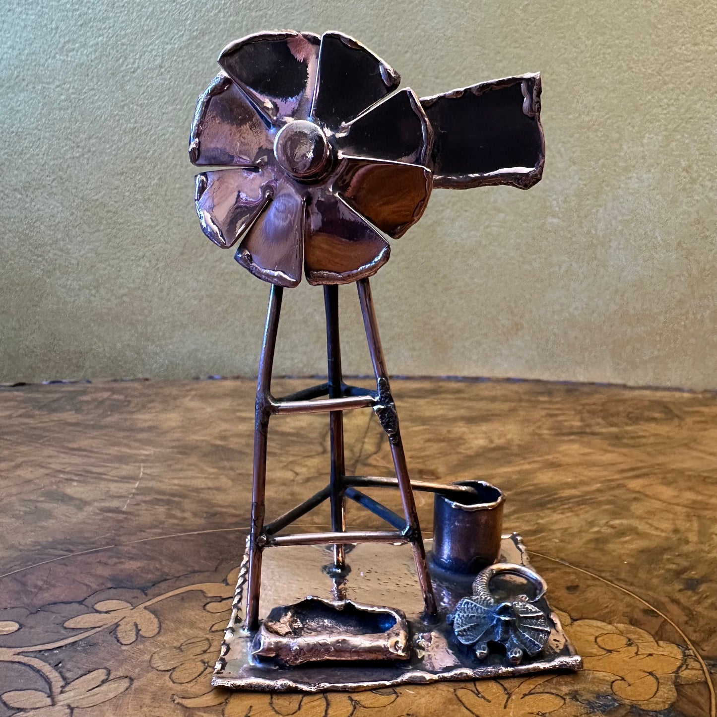 Vintage Copper Windmill Ornament Sculpture 