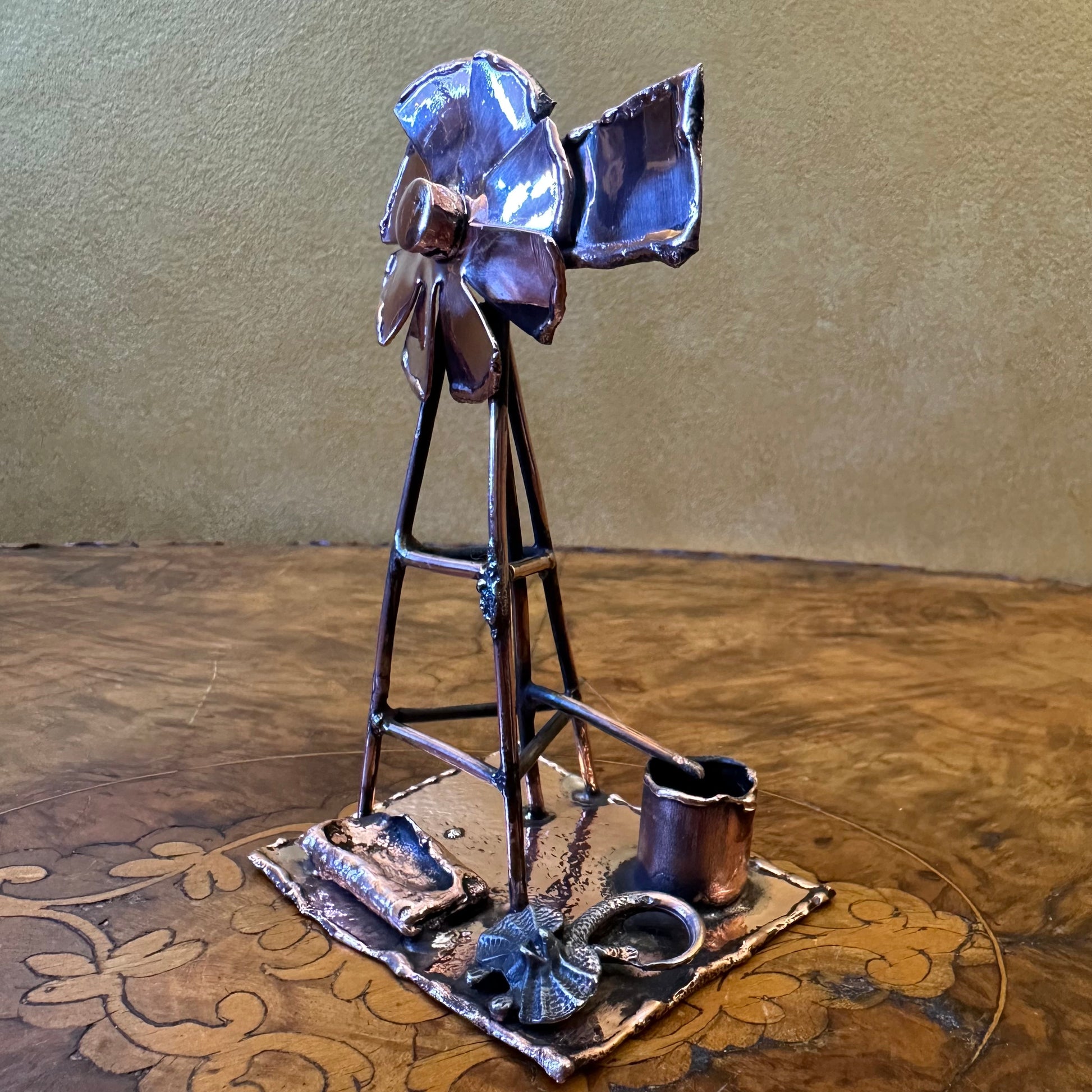 Vintage Copper Windmill Sculpture 
