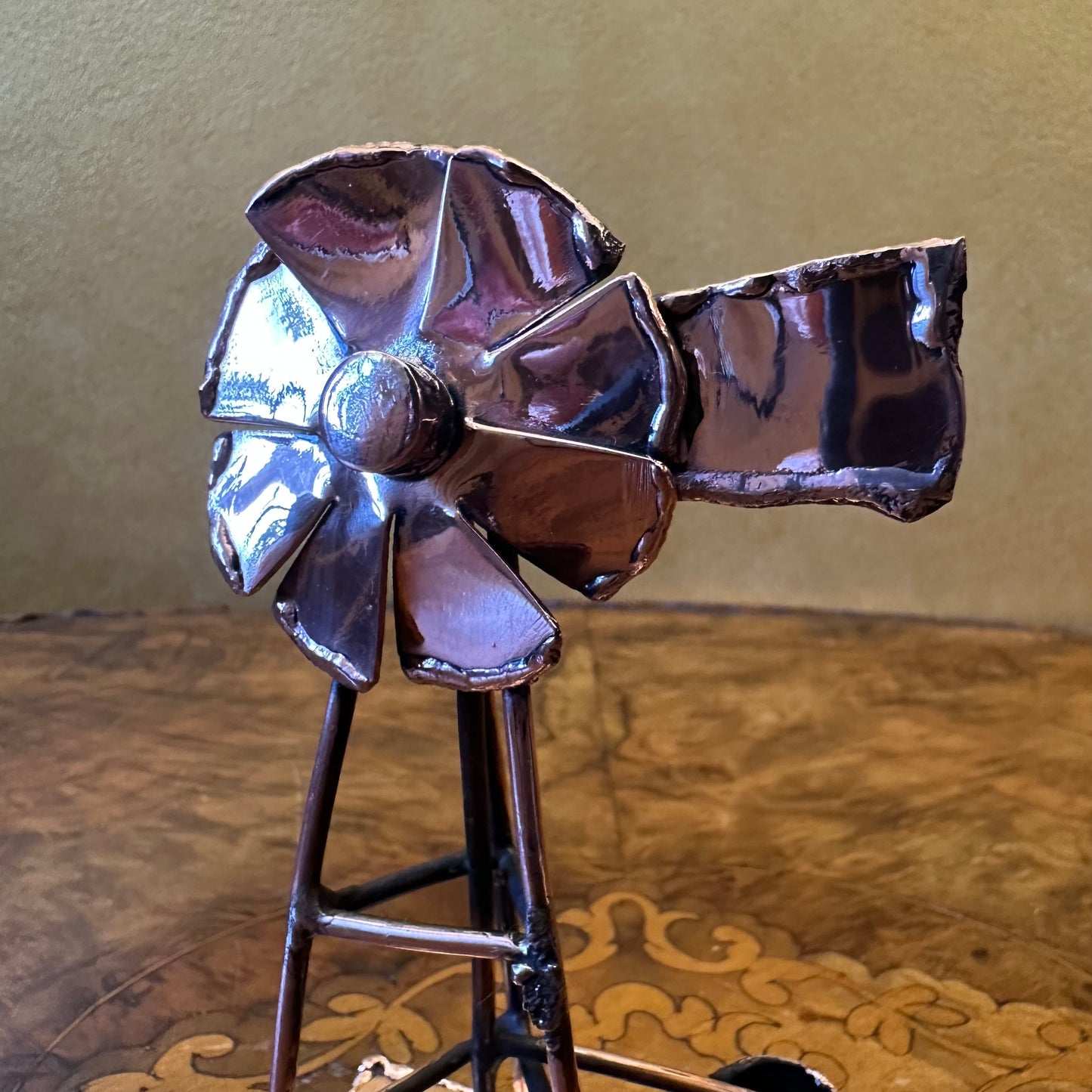 Vintage Copper Windmill Sculpture Ornament 