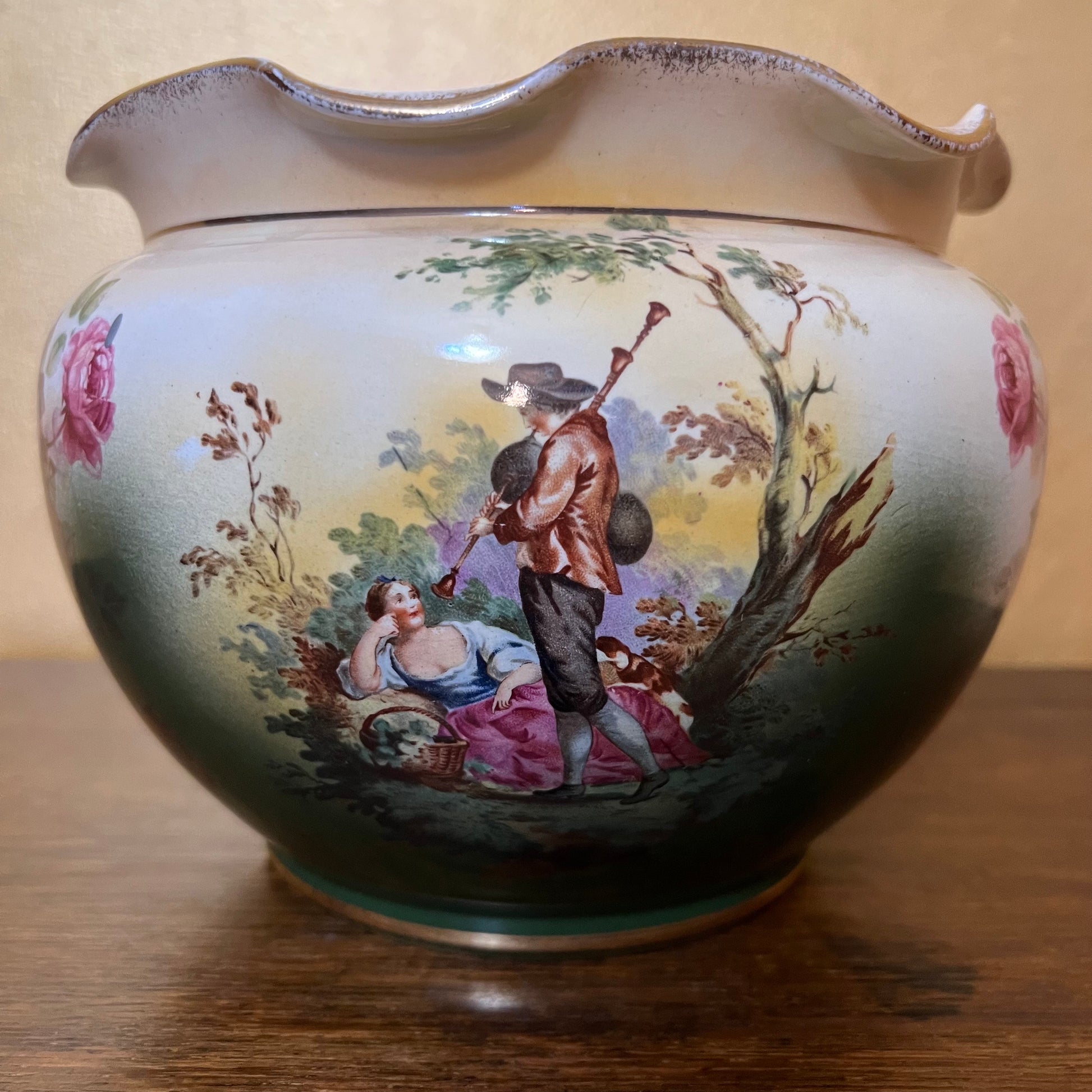 Vintage Courting Print Jardiniere Pot Vase