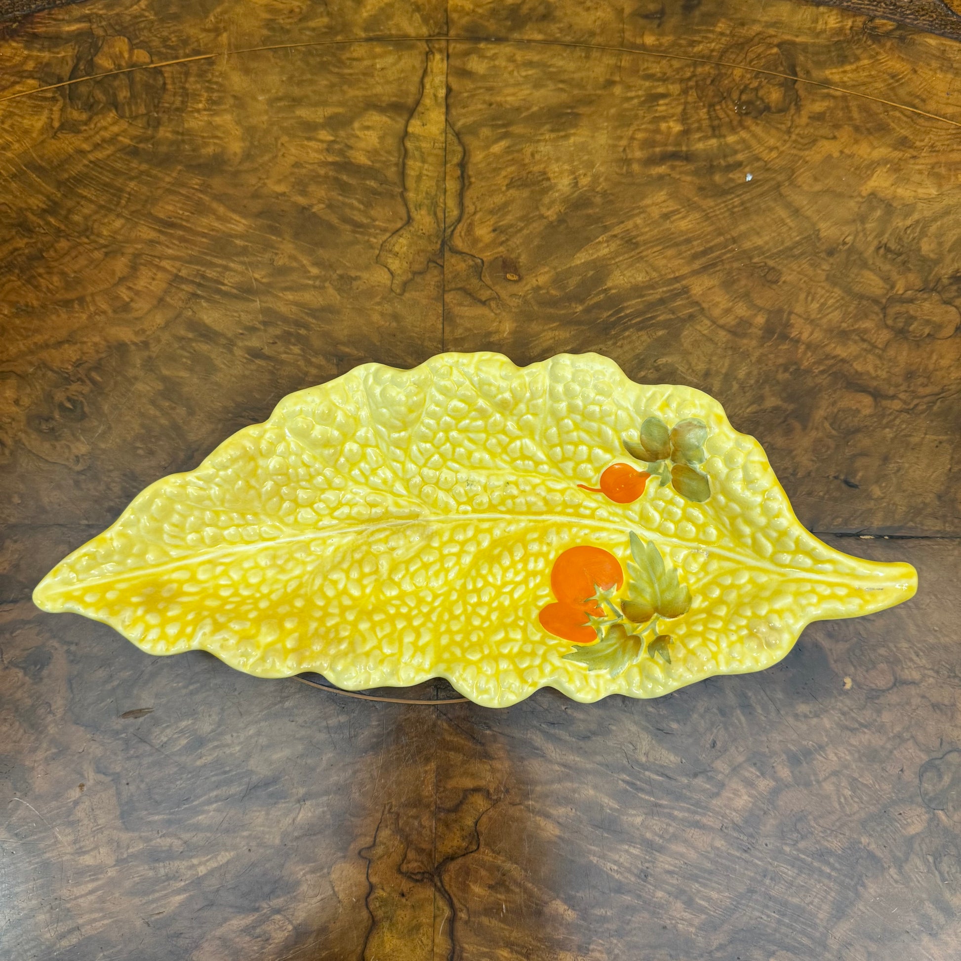 Vintage Crown Devon Yellow Tomato & Radish Leaf Dish