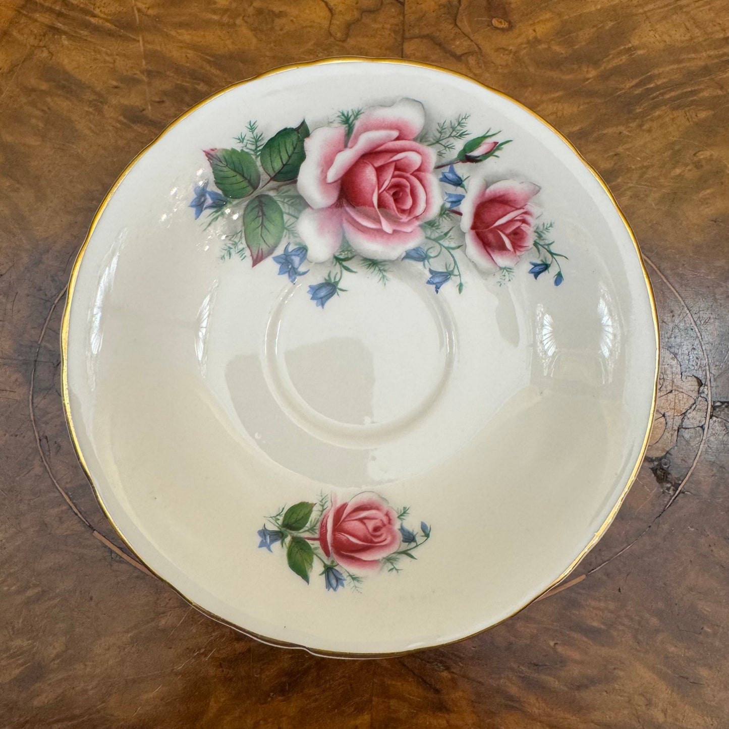 Vintage Crown Luton Rose Print Saucer 