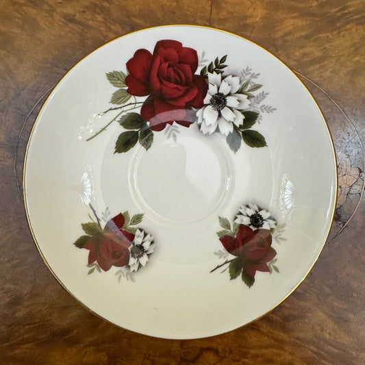 Vintage Crown Sussex Crimson Rose Saucer 