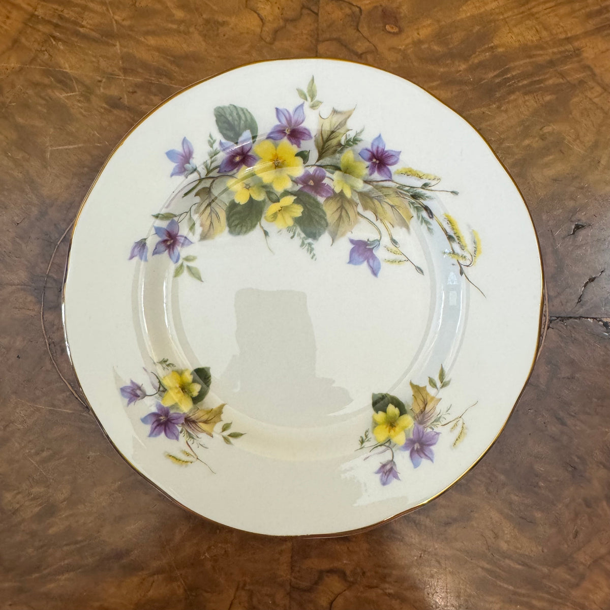 Vintage Crown Trent Yellow Purple Flower Side Plate 