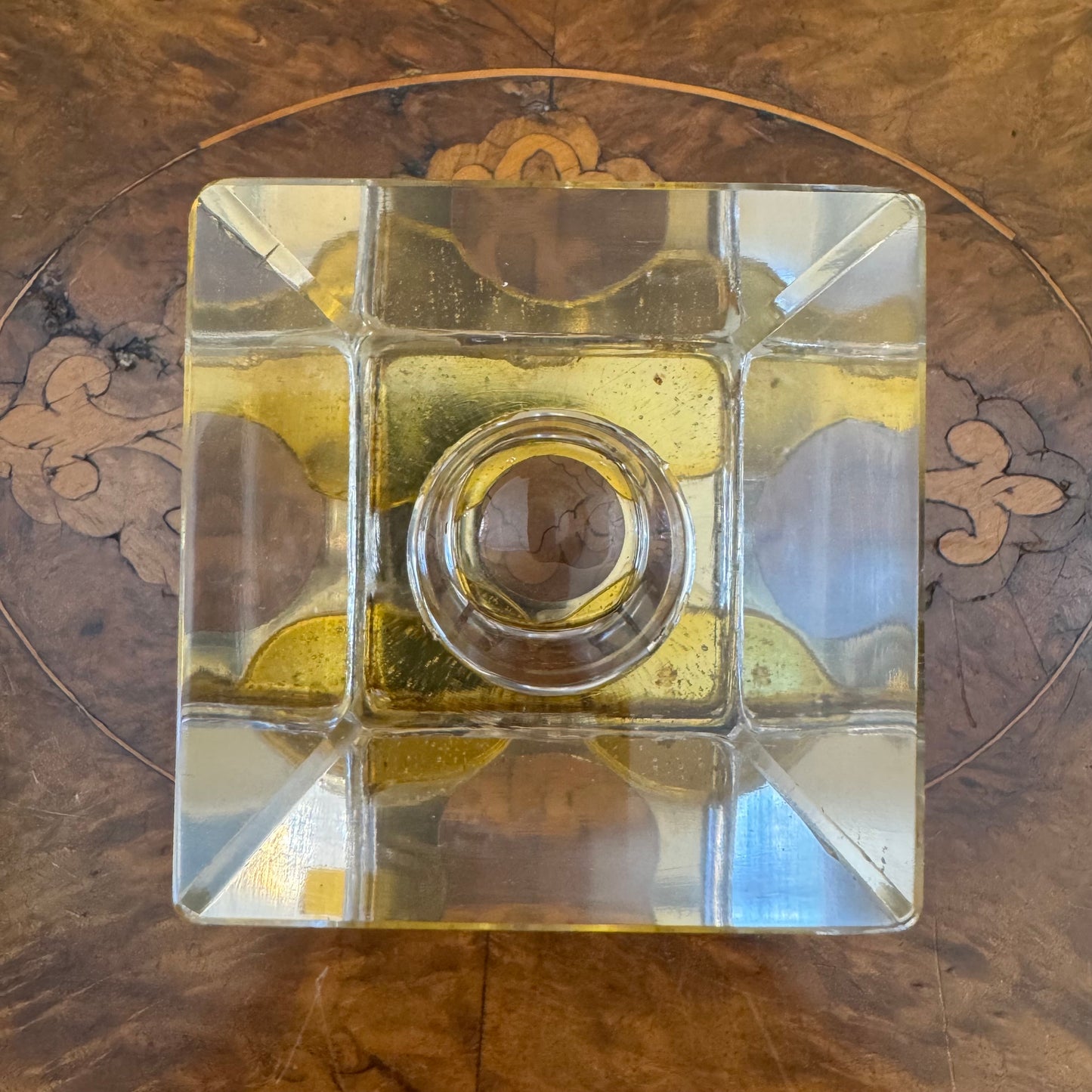Vintage Crystal Candle Holder with Cherub 