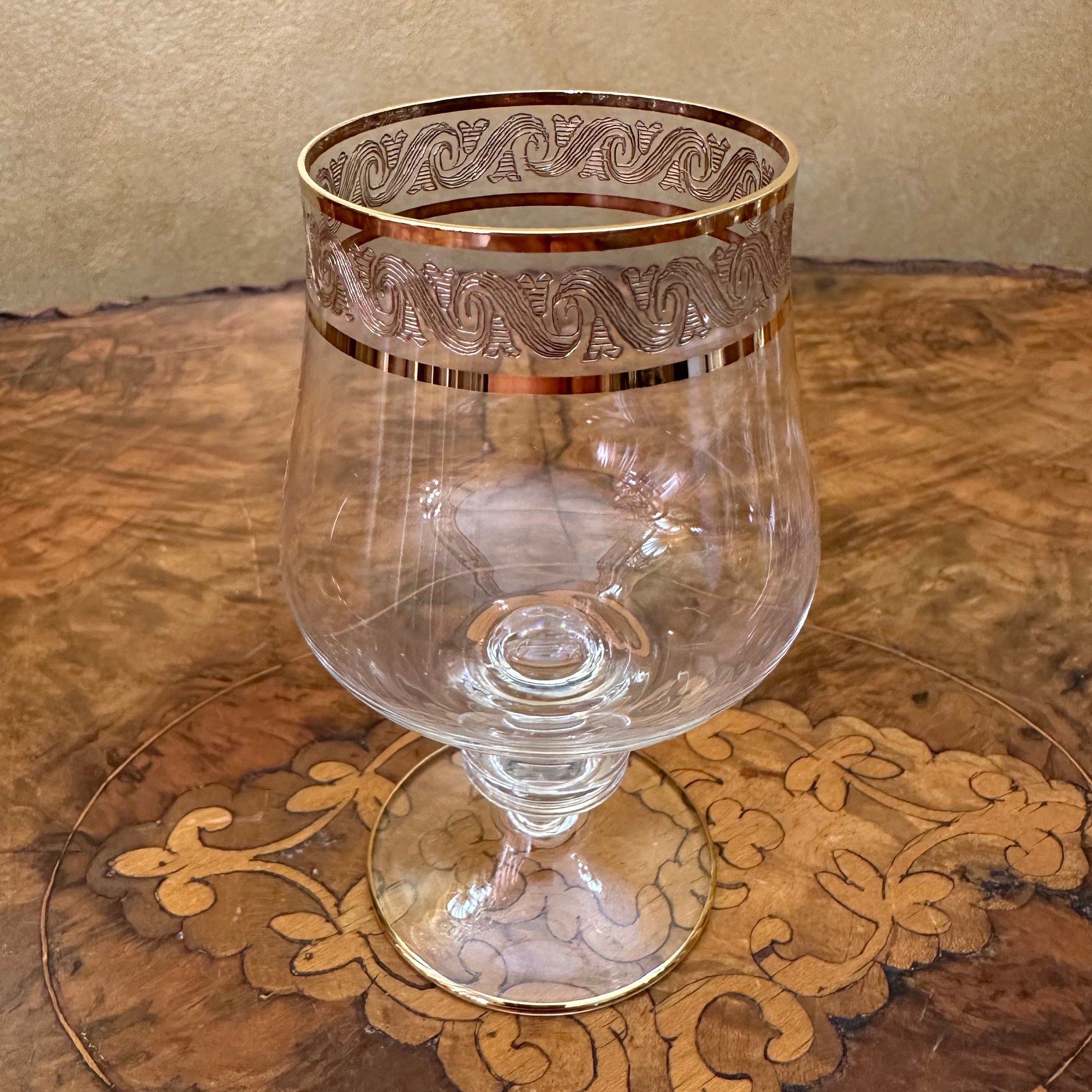 Vintage Crystal Cognac Gold Trim 