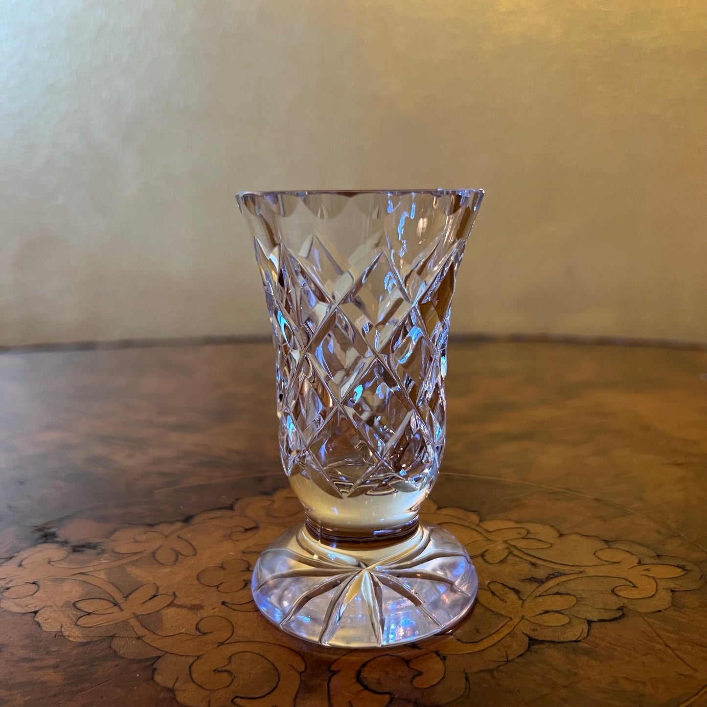 Vintage Crystal Cut Bud Flower Vase 