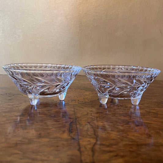 Vintage Crystal Cut Dessert Bowls Pair