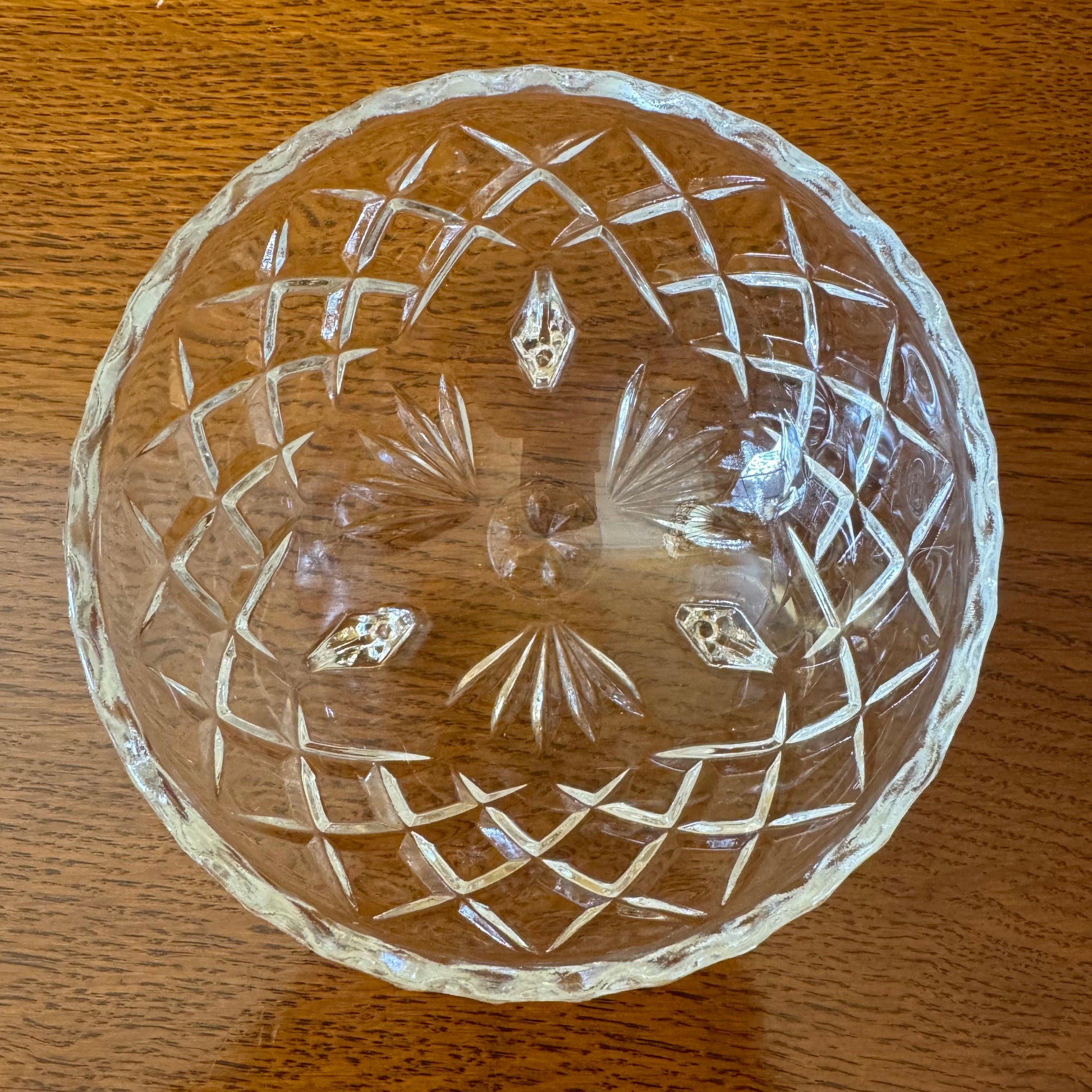 Vintage Crystal Cut Footed Dessert Bowl
