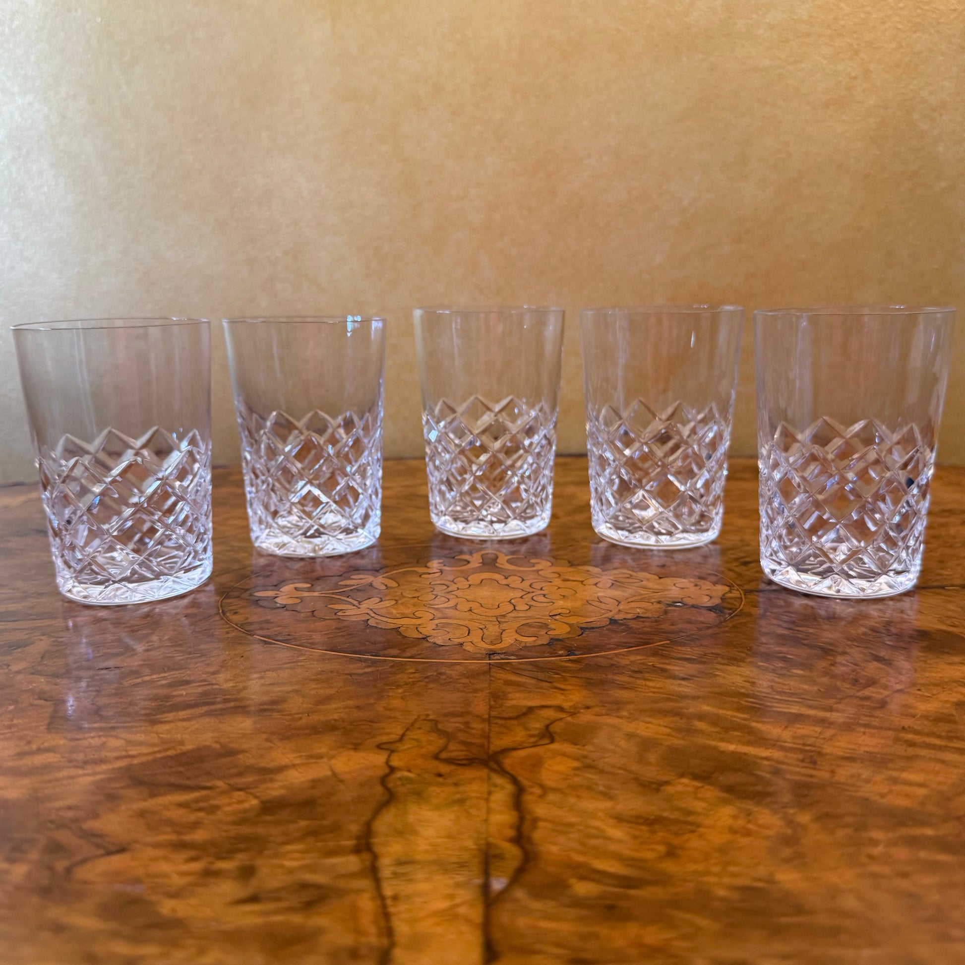 Vintage Crystal Cut Glasses Set Of Five 