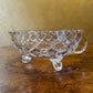 Vintage Crystal Cut Handled Bowl With Turned Feet