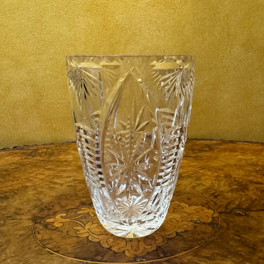 Vintage Crystal Cut Pattern Vase 