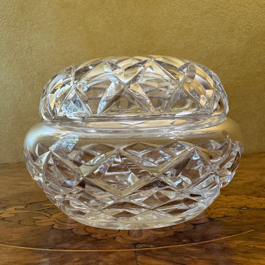 Vintage Crystal Cut Round Trinket Box 