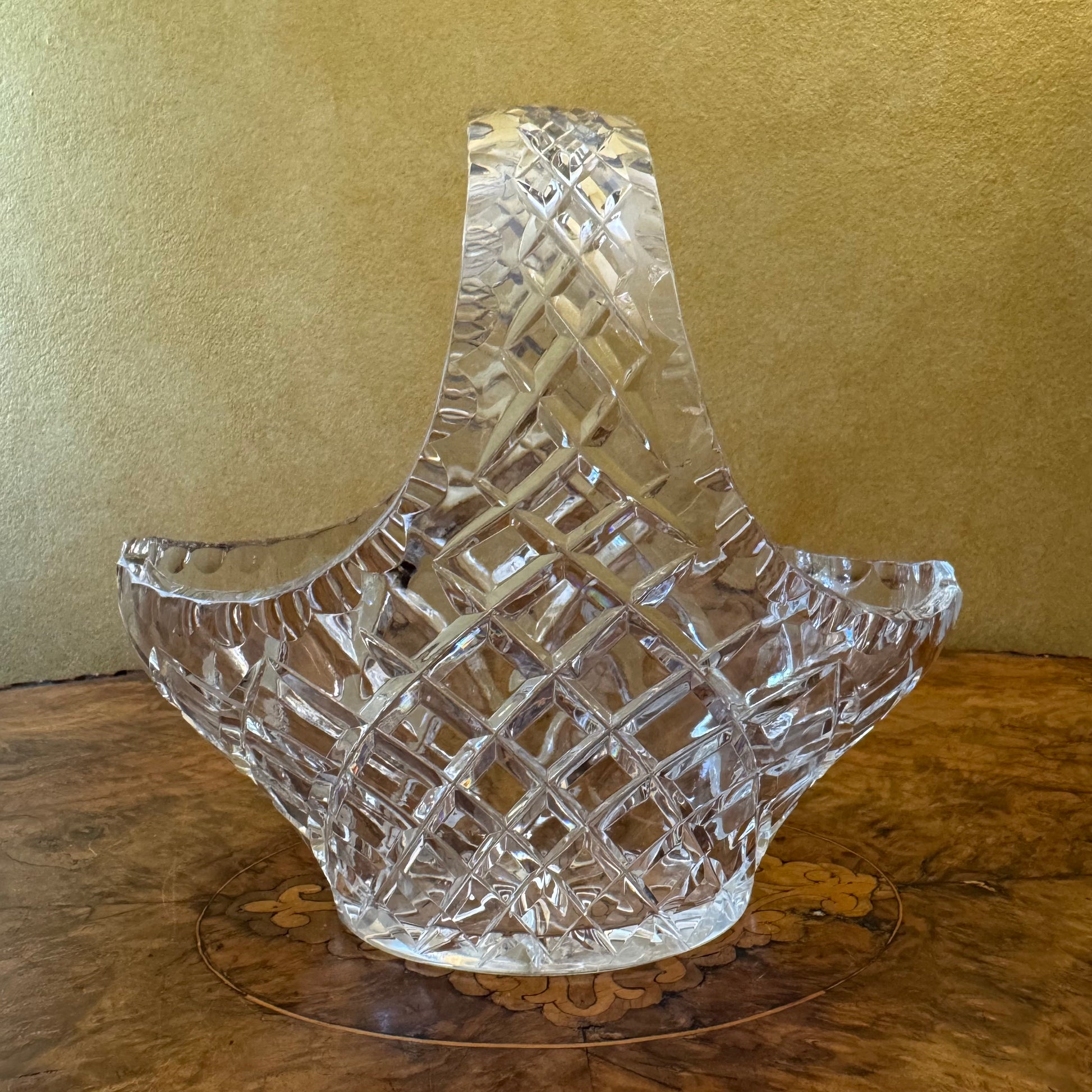Vintage Crystal Cut Small Basket 