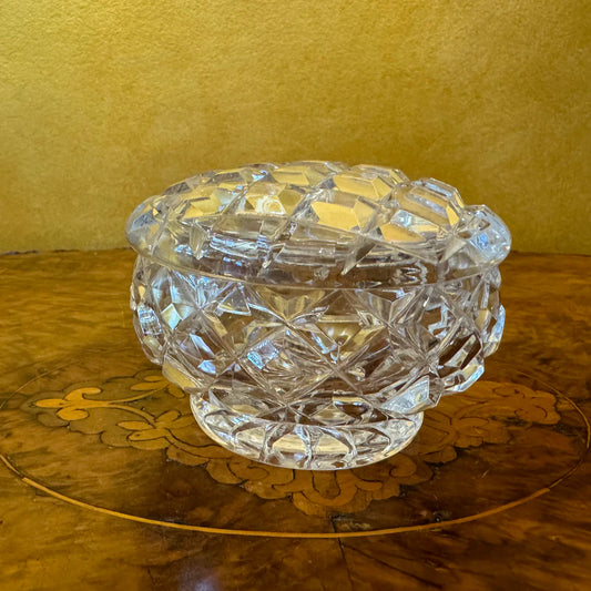 Vintage Crystal Cut Trinket Bowl