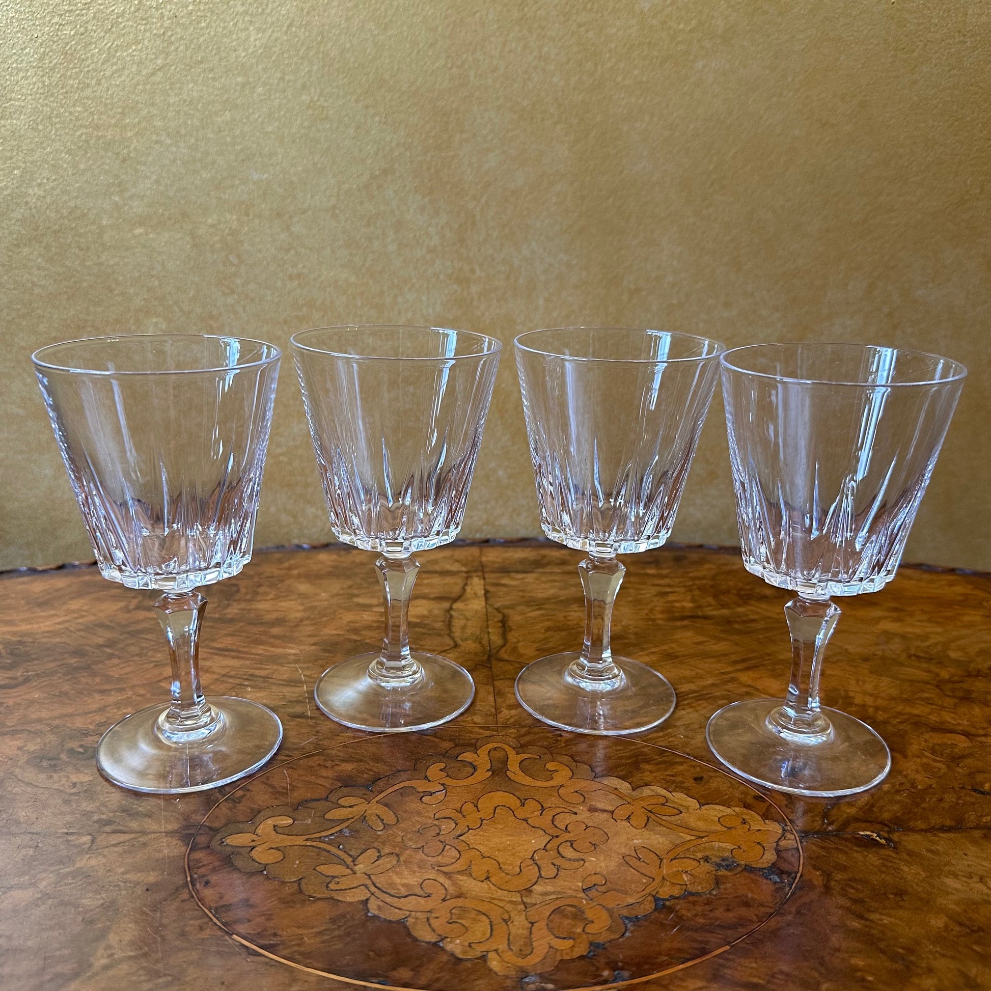 Vintage Crystal Cut Wine Glasses Set