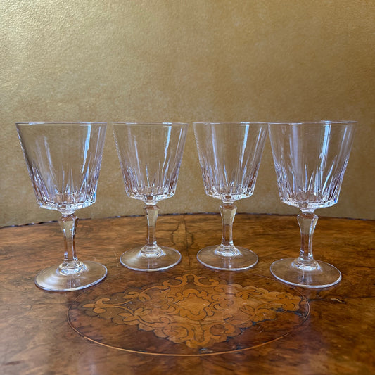 Vintage Crystal Cut Wine Glasses Set Of Four