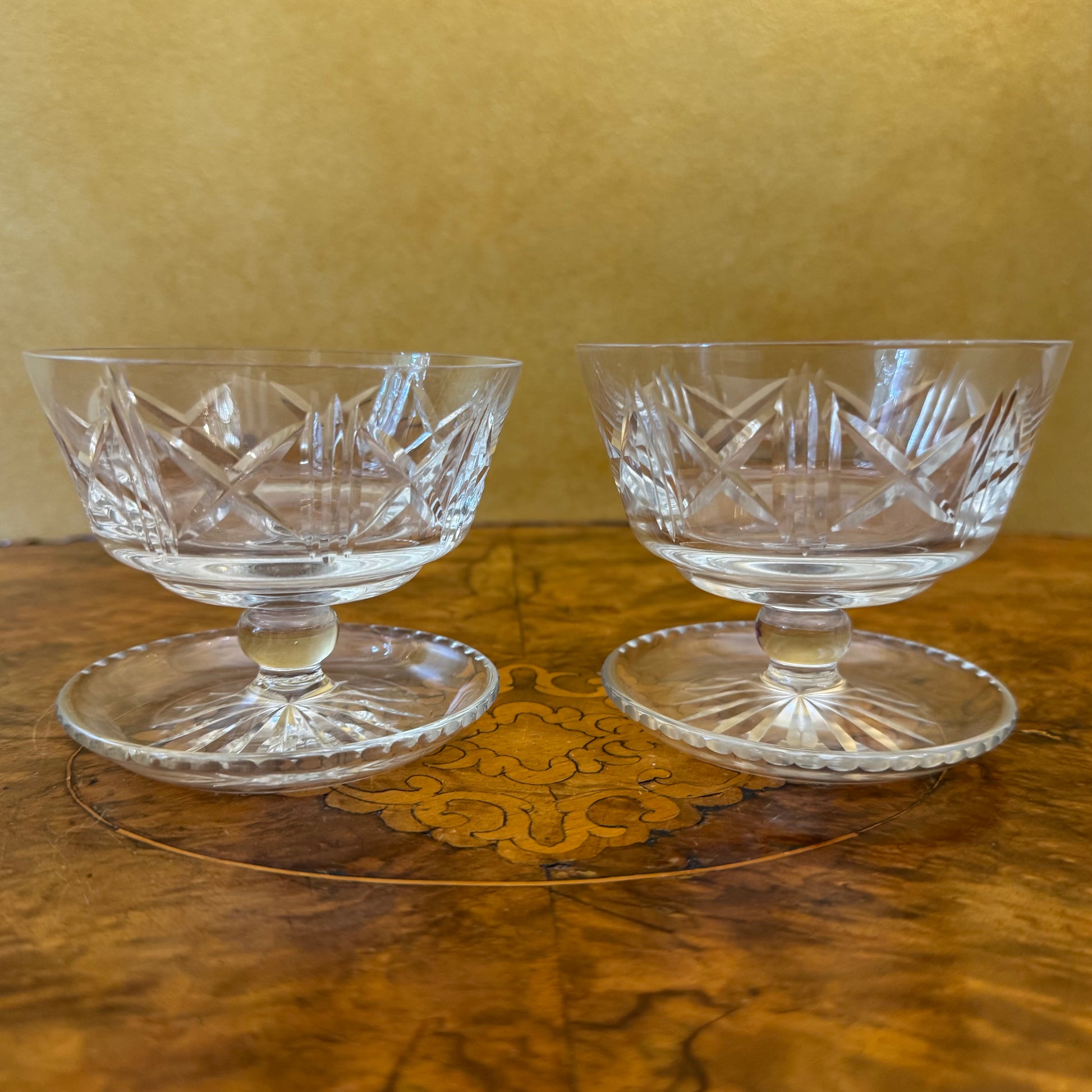 Vintage Crystal Dessert Bowls Pair 