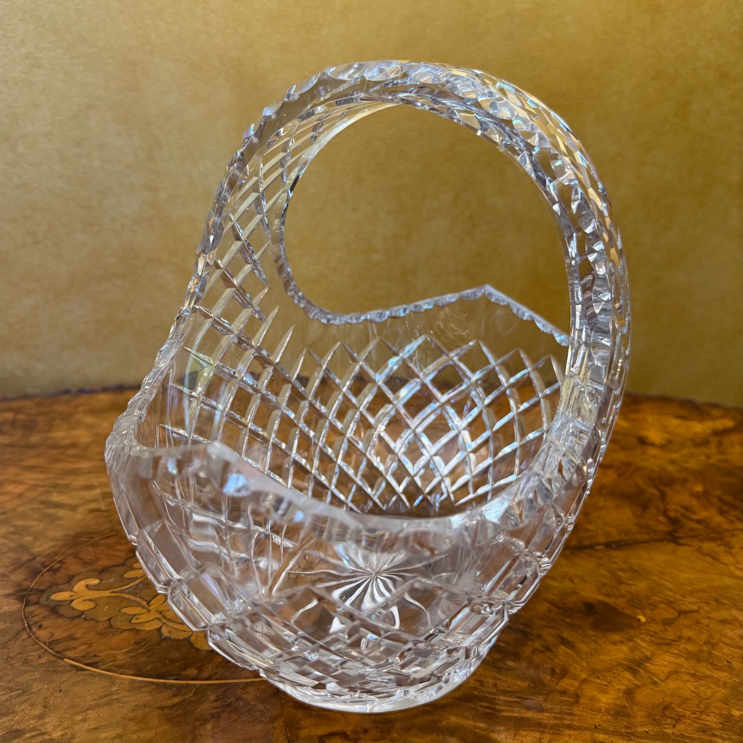 Vintage Crystal Display Basket Bowl
