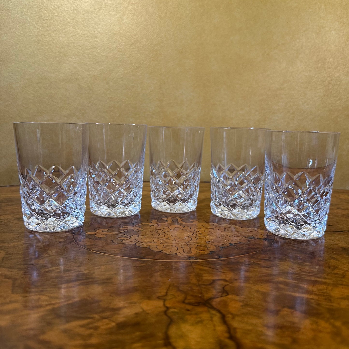 Vintage Crystal Drinking Glasses Set Of Five 