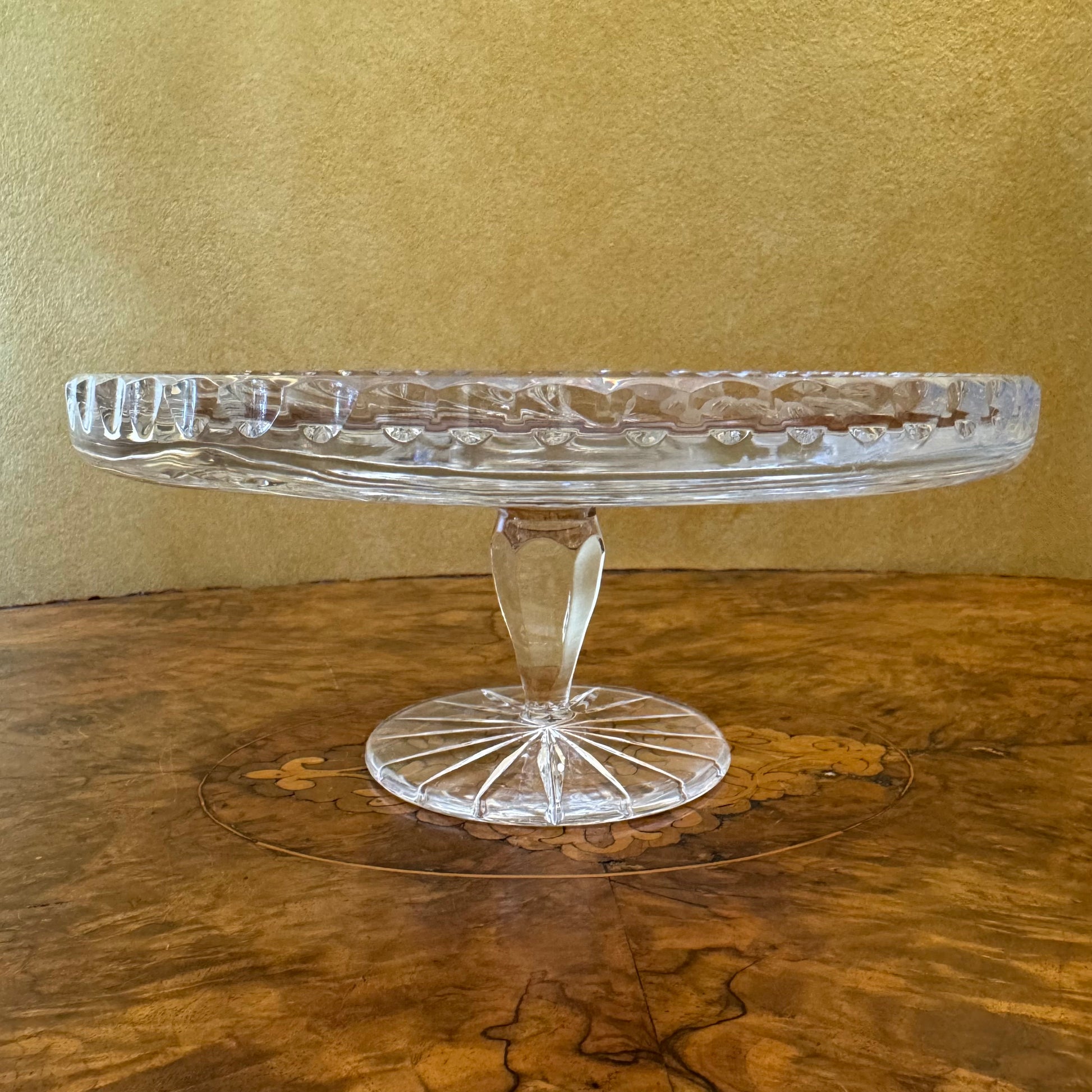 Vintage Crystal Floral Design Cake Stand 