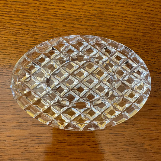 Vintage Crystal Gravy Boat Saucer 