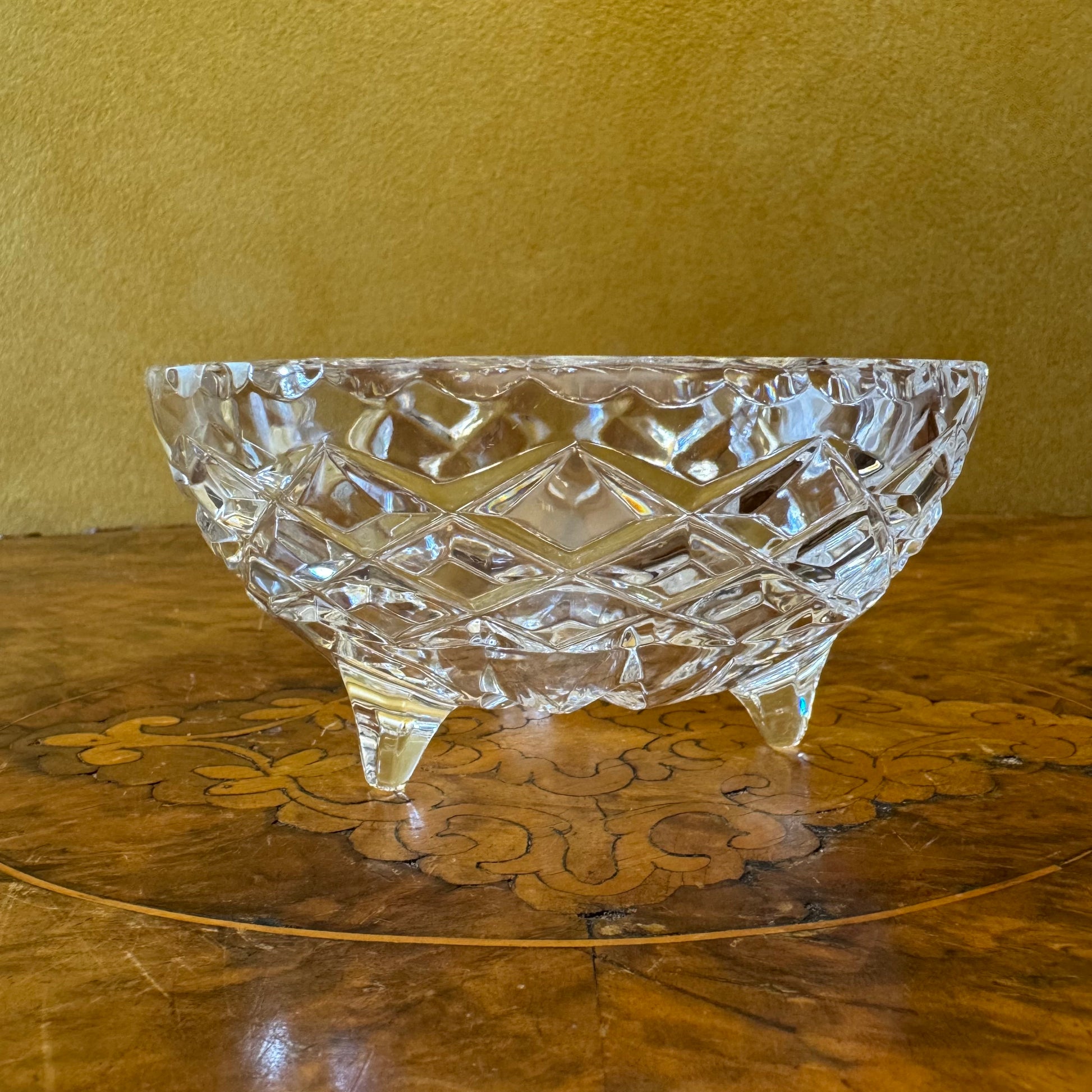 Vintage Crystal Grimwade Cut Footed Dessert Bowl 