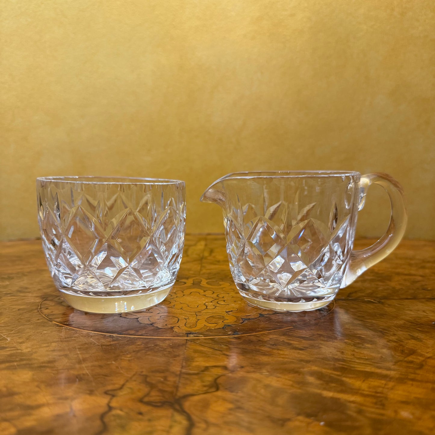 Vintage Crystal Milk Jug & Sugar Bowl 