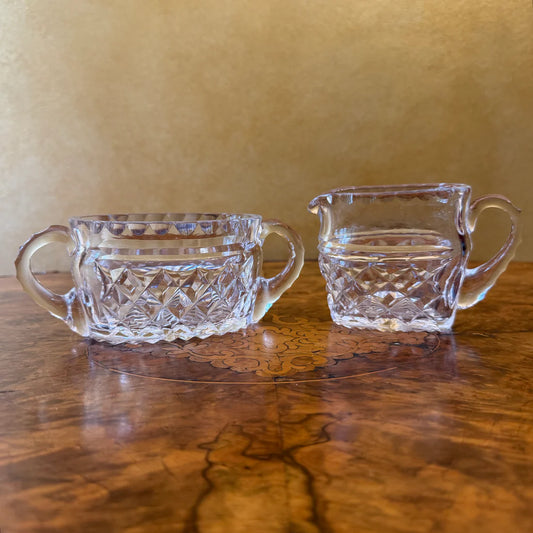 Vintage Crystal Milk & Sugar Set