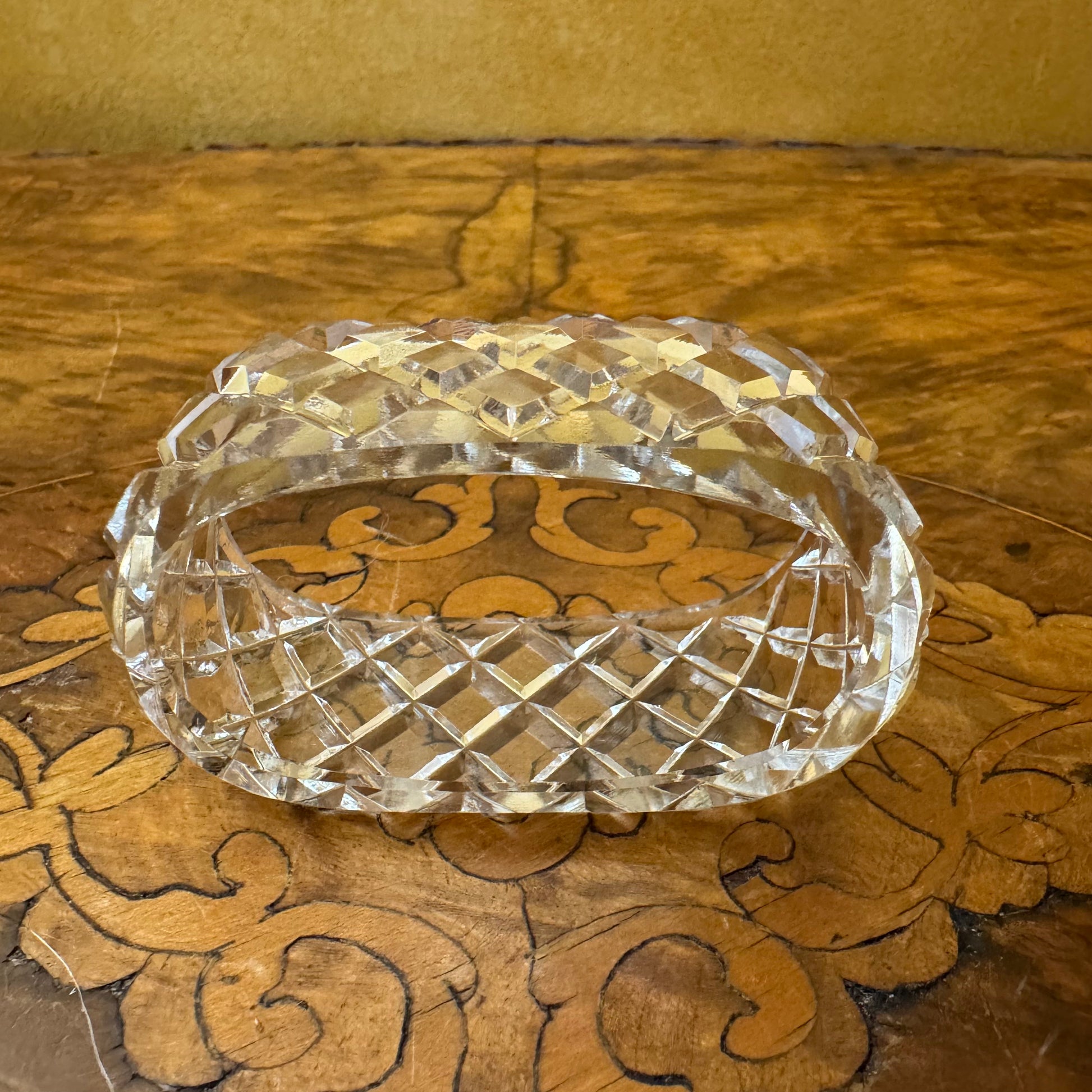 Vintage Crystal Oval Napkin Ring Holder 