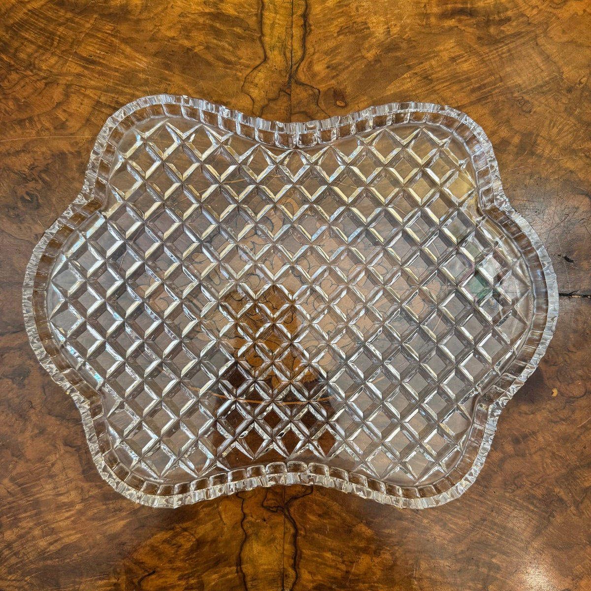 Vintage Crystal Scalloped Shaped Tray 
