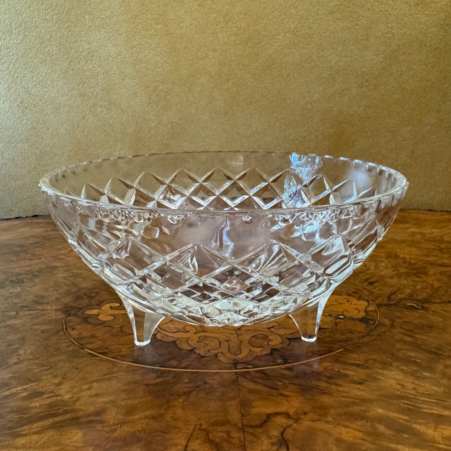 Vintage Crystal Serving Bowl With Dessert 