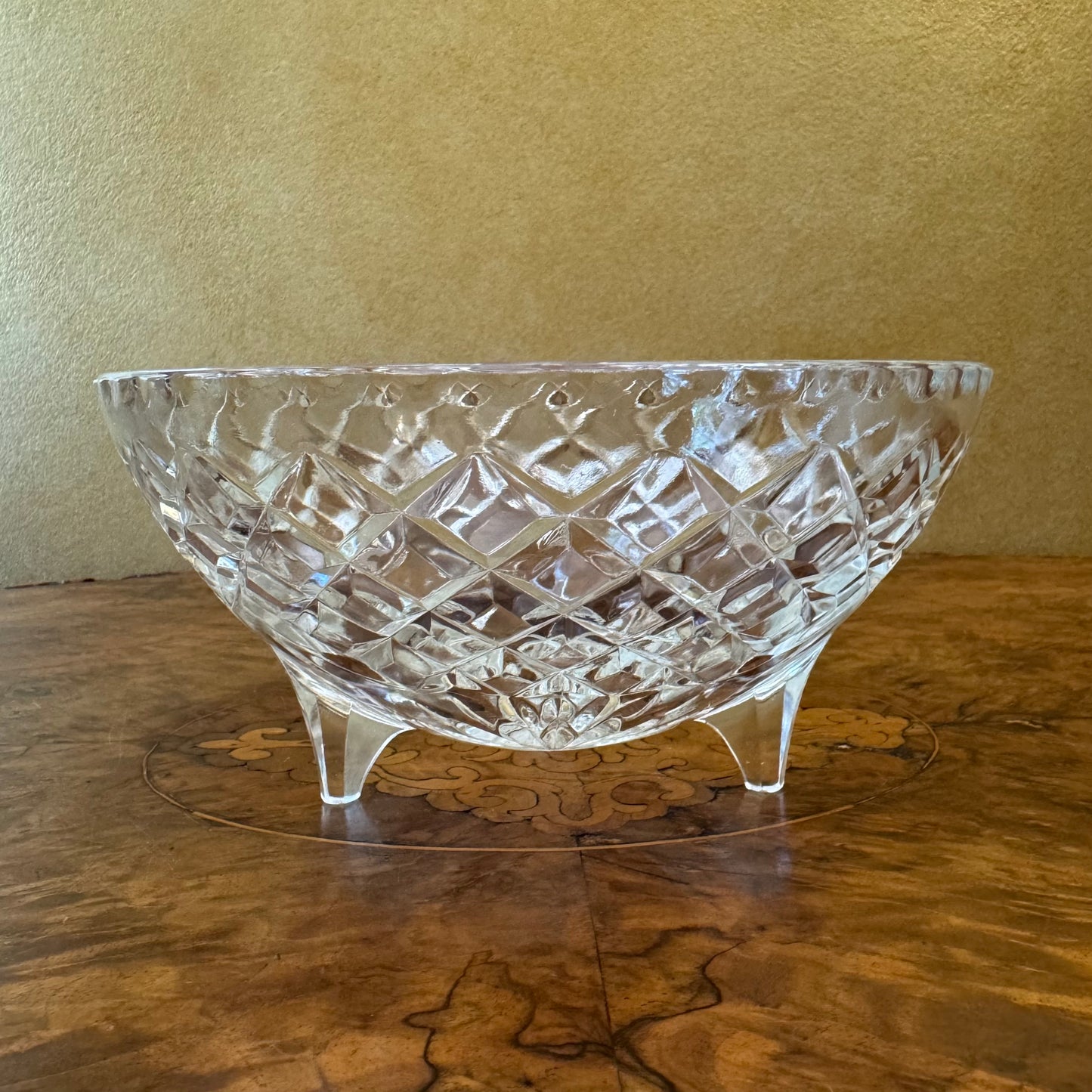 Vintage Crystal Serving Bowl With Dessert Bowls 