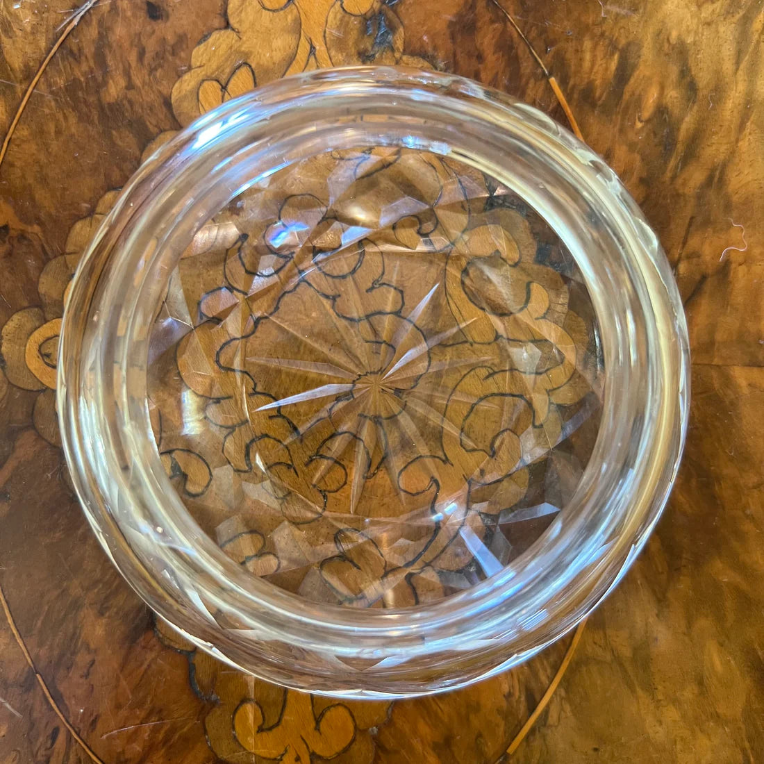 Vintage Round Crystal Trinket Box