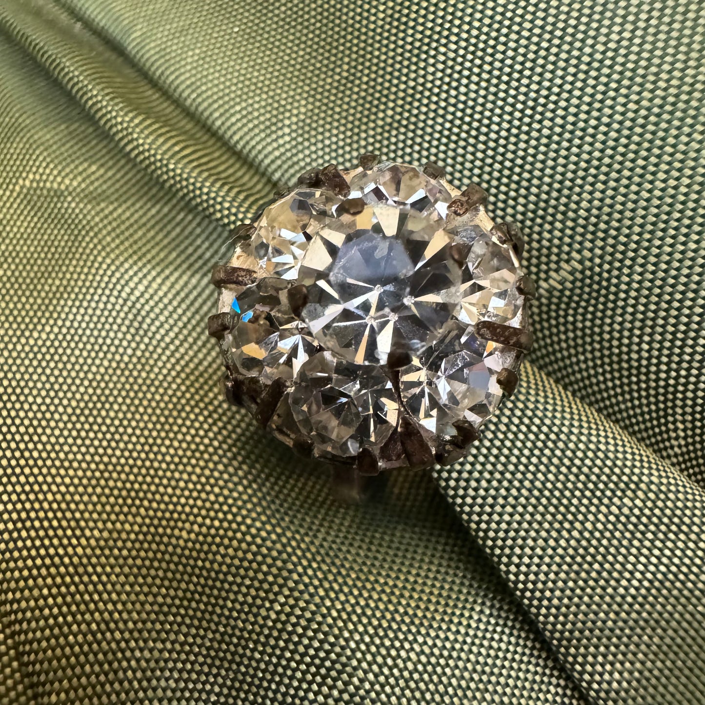 Vintage Cubic Zirconia Screw On Earring