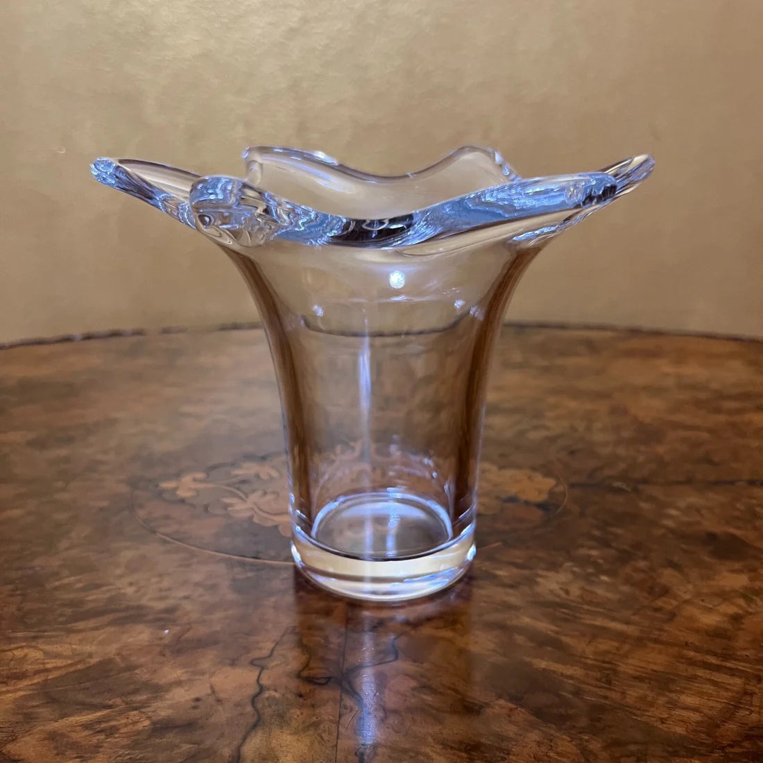 Vintage Curved Edge Glass Vase