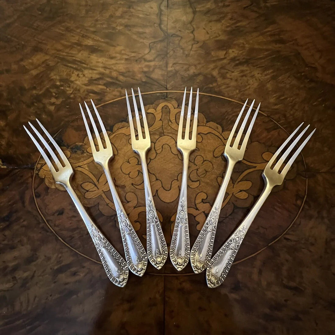 Vintage Chromium Plated Desserts Forks Set Sheffield England