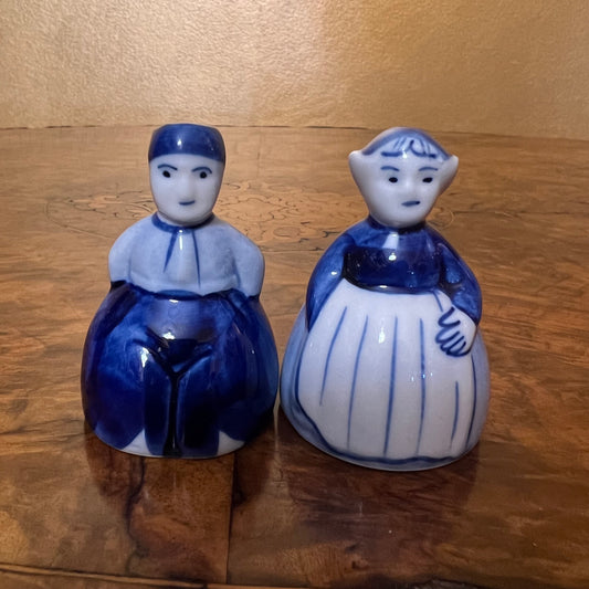 Vintage Delft Hand Painted Boy & Girl Salt & Pepper