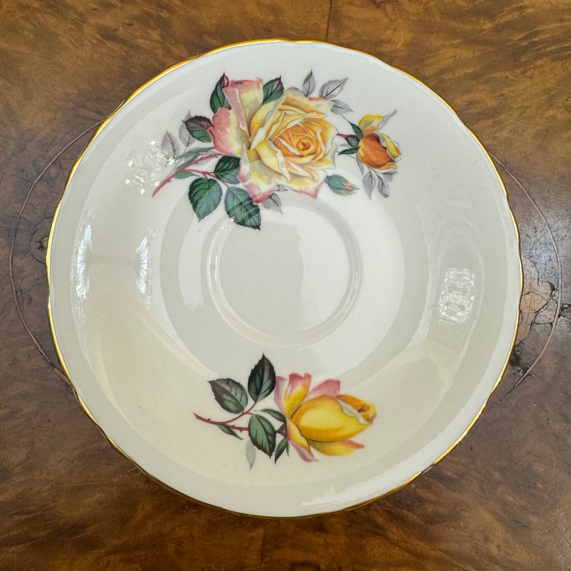 Vintage Delphine Yellow Rose Saucer 