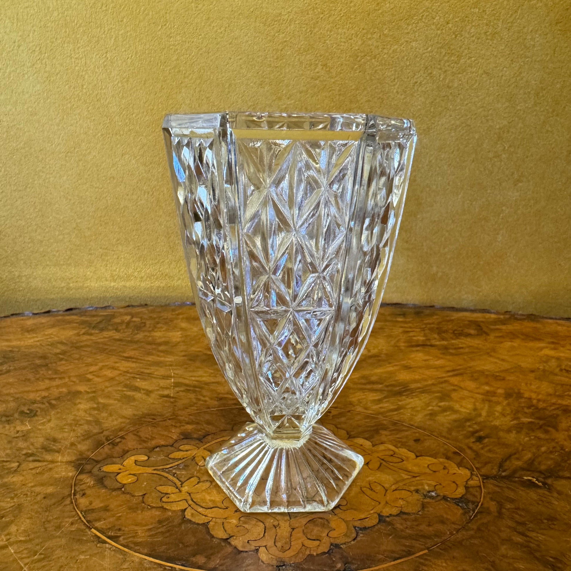 Vintage Depression Glass Hexagon Vase